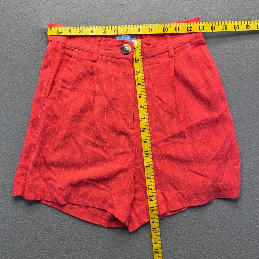Draper James Women Vest and Shorts Set Rayon Linen Red Pinstripe Medium Preppy - Picture 4 of 12